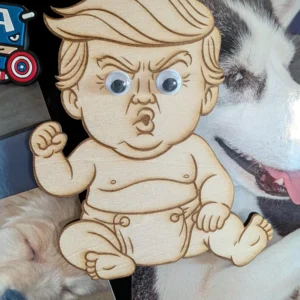 Trump & Elon Baby Wood Cutouts – Political Nursery Decor with a Side of Sass